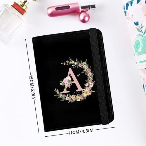 Cute Passport Holder and Holder Combo Passport Cover with RFID Blocking Women Men Compatible Wallet Credit Card Protector（Initial Monogram-A） - color: Black-A