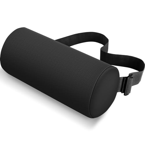 CushZone Lumbar Roll Support Pillow for Office Chair, Car, Gaming Chair, Memory Foam Back Cushion with Washable Cover for Relieving Back Pain & Improving Posture,Black - color: Black, size: Standard