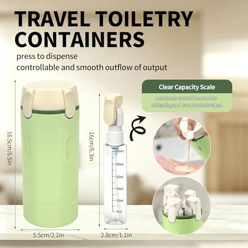 4-in-1 Travel Dispenser Bottle, Leak-Resistant Toiletry Containers, TSA Compliant Refillable Pump Bottles for Shampoo, Lotion, Conditioner - Portable Essentials for Flying, Gym & Camping(Green) - color: Green