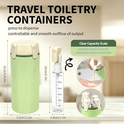 4-in-1 Travel Dispenser Bottle, Leak-Resistant Toiletry Containers, TSA Compliant Refillable Pump Bottles for Shampoo, Lotion, Conditioner - Portable Essentials for Flying, Gym & Camping(Green) - color: Green