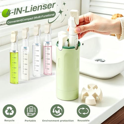 4 in 1 Travel Dispenser Bottle, 4 Pack 30ML Travel Bottles for Toiletries, 4 in 1 Travel Dispenser with Label, Leakproof & TSA Approved Portable Containers for Shampoo Lotion Conditioner Cream
