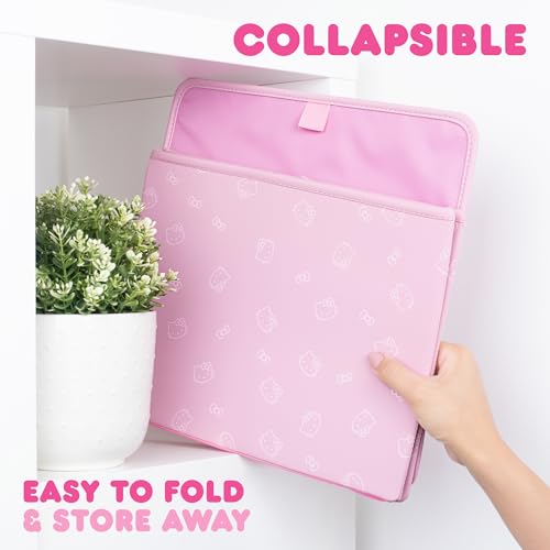 Sanrio Hello Kitty Car Trunk Organizer & Steering Wheel Cover Set – Cute, Non-Slip, Soft Grip Car Accessories for Women – Collapsible Storage Bin for Groceries, Tools & Travel – 12.5"L x 12.5"W x 9"H - style: Set Hello Kitty