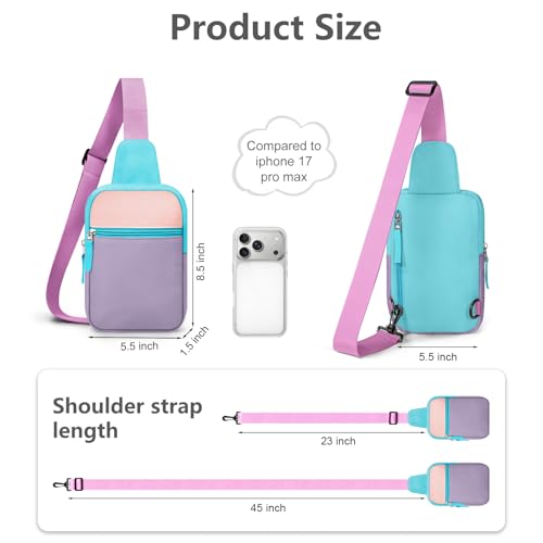 Birthday Gifts for 8 9 10 11 12 Year Old Teens Girls Kids, Fanny Pack Crossbody Bag Sling Belt Bags Purse, Dorm Travel Essentials for Girls Fashion, Preppy Tween Teen Girl Gift Trendy Stuff - color: Blue&Purple