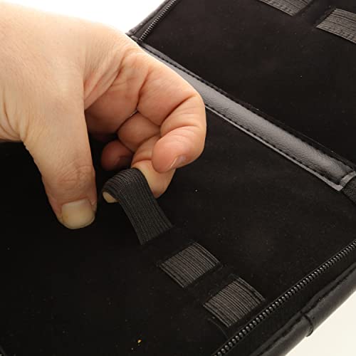 The Beadsmith Zippered Tool Pouch – 9” x 6.5” x 1.25” – 9 Bands – Made of Black Leatherette Material – Use to Store and Transport Craft Pliers and Tools - color: Black, size: 9 Bands - Black