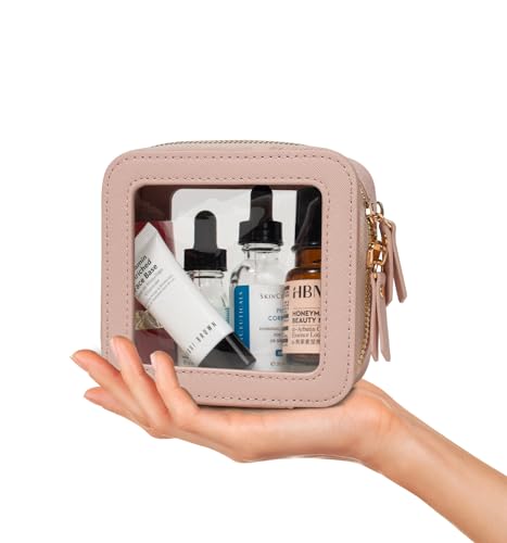 LETGO Clear Makeup Bags - TSA Approved Toiletry Bags with Zipper, Makeup Organizer for Carry-on Travel Essentials, Cosmetic Bags for Women & Men (Mini Nude) - color: Nude, style: Mini