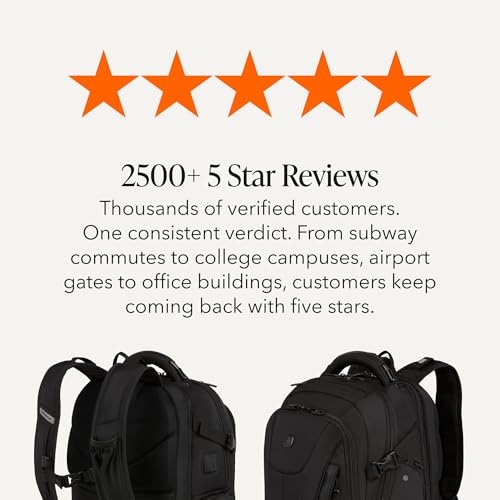 SwissGear Travel Tech Elite Laptop Backpack – Fits Laptops up to 16” – ScanSmart TSA-Friendly Backpack with USB Port, Shoe Compartment & Organizer Pockets – Black - color: Black, style: Travel Tech Elite