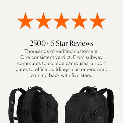 SwissGear Travel Tech Elite Laptop Backpack – Fits Laptops up to 16” – ScanSmart TSA-Friendly Backpack with USB Port, Shoe Compartment & Organizer Pockets – Black - color: Black, style: Travel Tech Elite