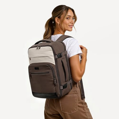 mibasies 30L Travel Backpack for Women & Men: Flight Approved Carry On Backpack, TSA Personal Item Bag with Water Bottle Pocket, Weekender Essentials Backpacks fits 15.6" Laptop - Black Coffee - color: Black Coffee, size: Large