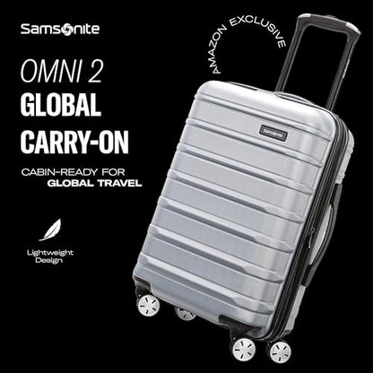 Omni 2 Airline Approved Carry-On Luggage – Stress-Free Size Meets 22x14x9" Requirements – For Fast Trips & Avoiding Baggage Fees – Dual 360° Spinner Wheels, USB Power Hub, Expands 1.5” – Silver - color: Arctic Silver, size: Carry-on Spinner
