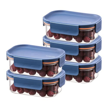 LocknLock Tritan Plastic Bisfree Modular Plus Food Storage Container Set, 10-Piece Set, BPA-Free, Modular Stacking, Tritan, Navy - color: Navy, size: 10 set (5 containers & 5 Lids)
