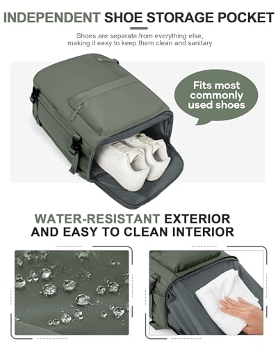 VGCUB Travel Backpack for Women Men for Spirit Airlines Personal Item Bag 18x14x8 Inches Laptop College Backpack,Waterproof Carry on Flight Approved Work Backpack,Large Army green - color: Army Green, style: X-large