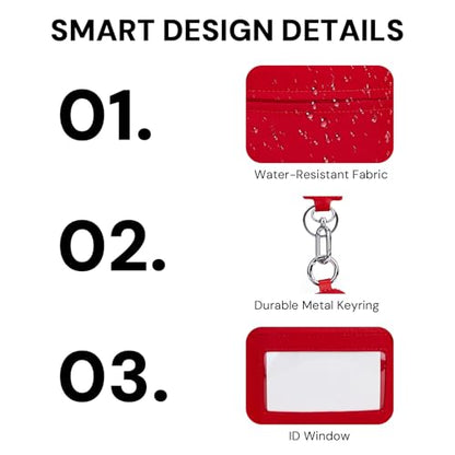 Keychain Wallet for Women Mini Zip Wristlet Wallets with ID Window, Small Coin Purse Keychain Card Holder Organizer, Detachable Strap Gifts for Women, Red - color: Red