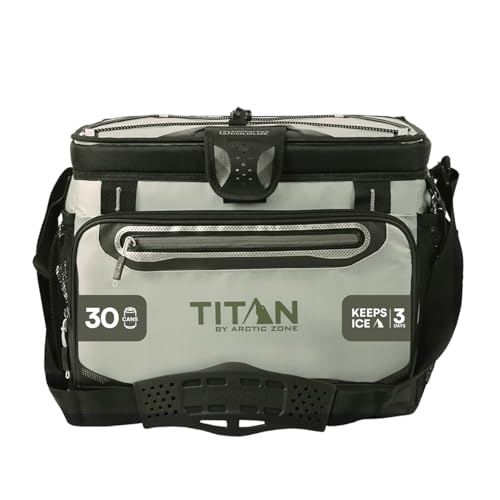 Titan by Arctic Zone Deep Freeze Cooler - Zipperless Hardbody Cooler - Deep Freeze Insulation, HardBody Liner, and SmartShelf - color: Seagrass, size: 30 Can