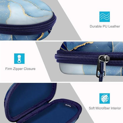 Fintie Sunglasses Case with Carabiner, Hard Shell Shockproof Sport Glasses Cases Travel Zipper Eyeglasses Holder, Ocean Marble - color: Ocean Marble
