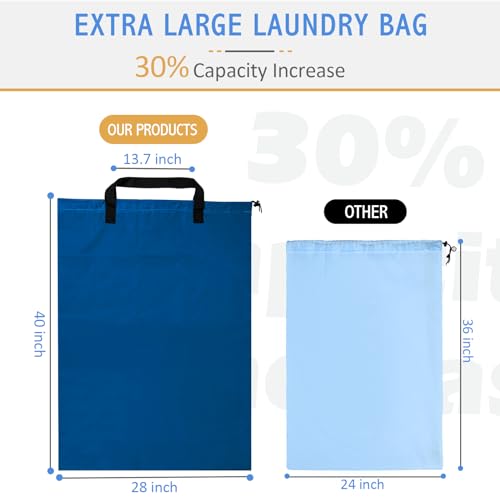 Isink Extra Large Laundry Bag With Handles, Heavy Duty, Travel Laundry Bag for Dirty Clothes, 28" x 40" (Blue) - color: Extra Large Laundry Bag With Handles (Blue)