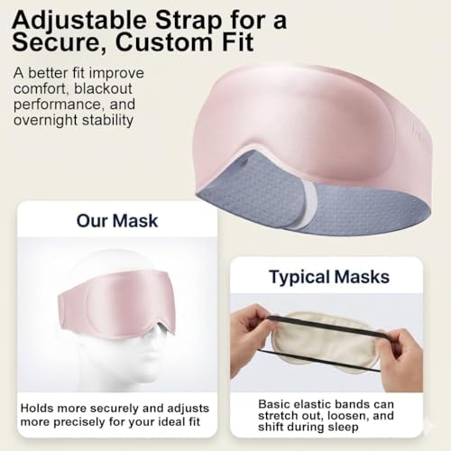 Weighted Sleep Mask for Lash Extensions: 3D Contoured Eye Mask for Airplan Travel,100% Blackout Eye Cover with Soft Fabric, Night Spa Relaxation, Travel Flight Essential, Calm Meditation - color: Full-coverage Pink