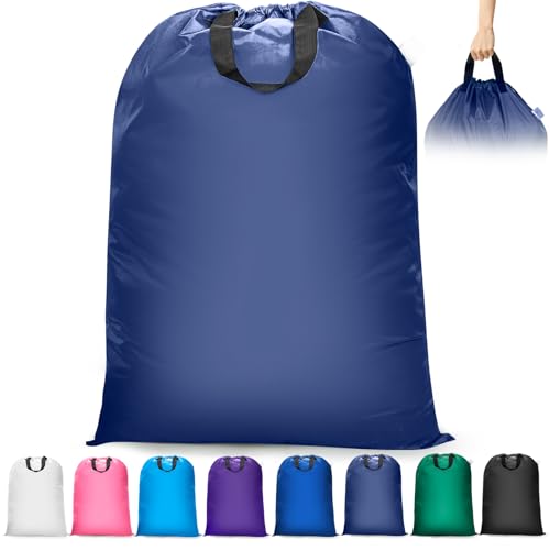 Isink Extra Large Heavy Duty Laundry Bag - 28" x 40", Travel Laundry Bag for Dirty Clothes, Camping & Travel (Navy) - color: Extra Large Laundry Bag With Handles (Navy)