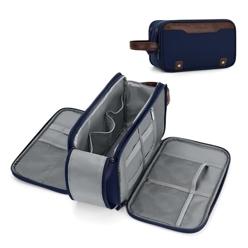 Wedama Toiletry Bag for Men, Large Hanging Travel Toiletry Bag, Extra Electronic Organizer Bag Waterproof Shaving Bag for Toiletries with PU Handle for Travel Business Trips Swim Camping, Blue - color: Blue, size: Large