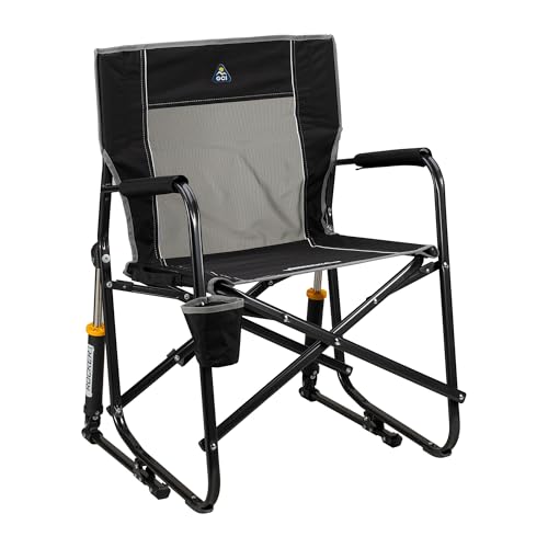 GCI Outdoor Freestyle Rocker Outdoor Rocking Chair with Beverage Holder - color: Black, style: Freestyle Rocker