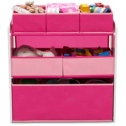 Delta Children Design and Store 6 Bin Toy Organizer, White/Pink - color: White/Pink