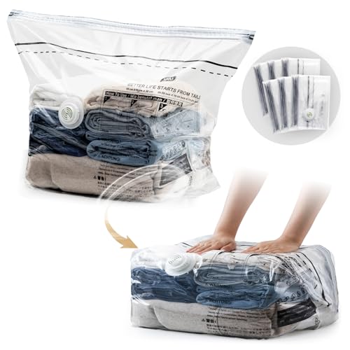 Cube Vacuum Storage Bags, 6 Pack Medium Size (25x19x11 inch), Vacuum Seal Bags for Clothing, Compression Packing for Clothes, Blankets, Baby Clothes, No Pump Needed - color: Clear, size: 6 Medium