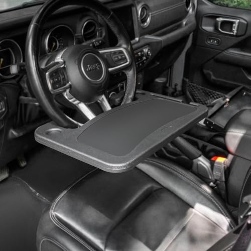 Front Seat Organizer – MOLLE Panel Car Seat Organizer with Steering Wheel Tray Cup Holder, Car Trays for Eating, Heavy-Duty MOLLE Panels for Vehicles