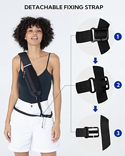 WATERFLY Small Hiking Sling Bag: Crossbody Sling Backpack Chest Bag Daypack for Men Women with Skin-Friendly Shoulder Strap - color: Pure Black(other Style)