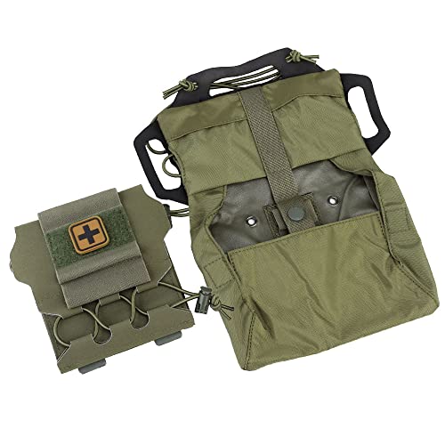 SABADO Rapid/Quick Deploy First Aid Kit Pack Tactical IFAK Pouch Two-Piece System Med Roll Carrier Hypalon Handle Outdoor Sport Hunting Bag - color: Ranger Green-87