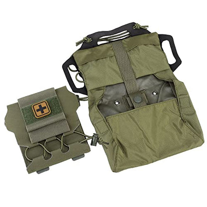 SABADO Rapid/Quick Deploy First Aid Kit Pack Tactical IFAK Pouch Two-Piece System Med Roll Carrier Hypalon Handle Outdoor Sport Hunting Bag - color: Ranger Green-87