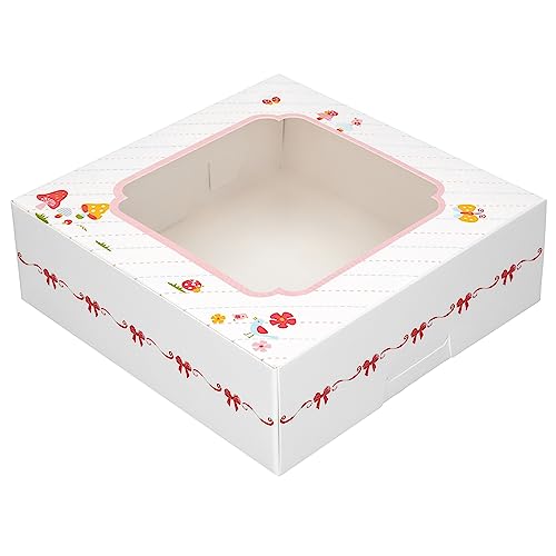20 Pack Bakery Boxes with Window Small 6x6x2 inch for Cookie, Candy, Pastry, Brownie, Chiffon Cake, Tart, Pie, Waffle (White-Flora) - color: White-Flora