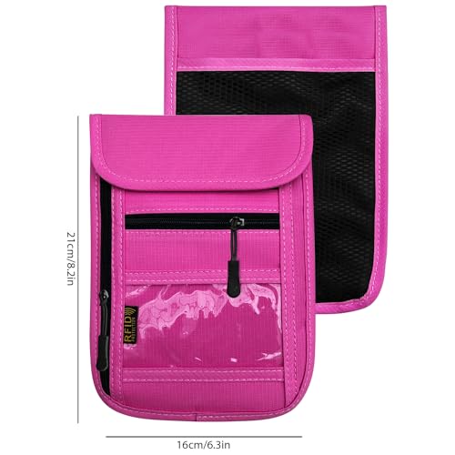 RFID Blocking Travel Neck Wallet Pouch and Passport Holder, Travel Neck Pouch Passport Holder for Women & Men - Rose - color: Rose