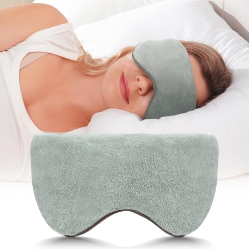 Mr. Sandman Weighted Eye Mask for Sleeping, Blackout Sleep Mask, Reversible Cool & Cozy Compress for Dry Eyes, Headache Migraine Relief, Eye Cover for Travel, Gifts for Women & Men, 0.5 lb, Grey - color: Grey
