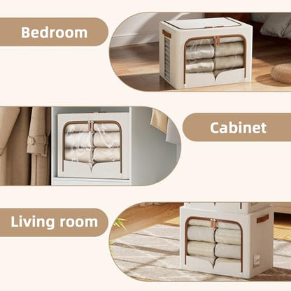 FHSQX 6 Pack Clothes Storage Bins with Metal Frame, Cream White, 19.7x15.7x13.8 inch - color: Cream White, size: 19.7x15.7x13.8 inch
