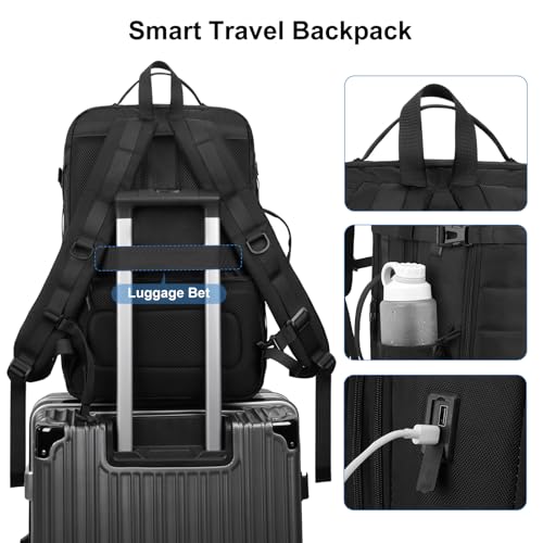 MOSISO 40L Travel Backpack for Women Men, 17-17.3 inch Expandable Extra Large Laptop Backpack Flight Approved Anti-theft, TSA Computer Daypack Bag with USB Port for Weekender Business Hiking, Black