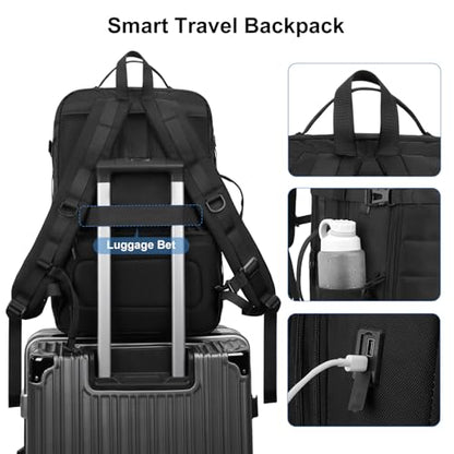 MOSISO 40L Travel Backpack for Women Men, 17-17.3 inch Expandable Extra Large Laptop Backpack Flight Approved Anti-theft, TSA Computer Daypack Bag with USB Port for Weekender Business Hiking, Black