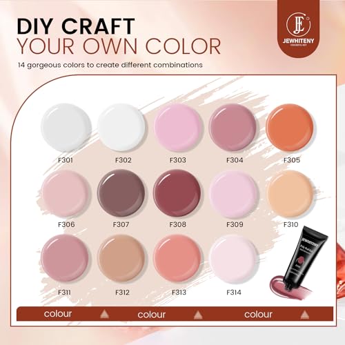 JEWHITENY 14 pcs Poly Gel Nail Extension Kit With Drill Machine U V Nail Light ALL In One Polygel Starter Kit - color: A06