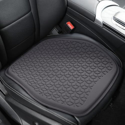 Thin Gel Seat Cushion for Car Seat, Office Chair, Wheelchair, Golf Cart - Slim Design Non-Slip Car Seat Cushions with 0.7 Inch Gel - Sciatica & Coccyx Pain Relief (Fabric, Dark Grey) - color: Dark Grey