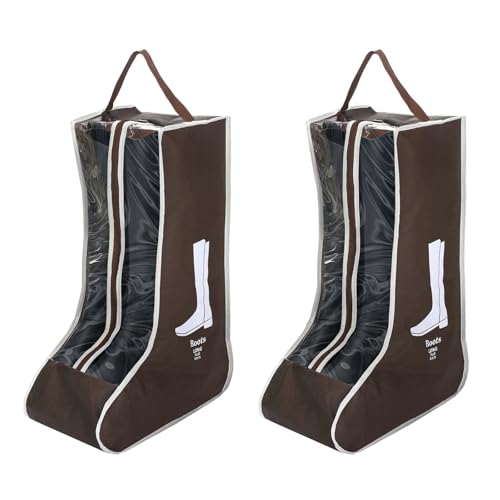 2 Pack Brown Boot Storage Bag, Portable Dust Proof Boot Bags for Cowboy Boots, Shoe Cover Protector Bag for Boots Storage and Organizer Packing, Tall Boot Storage Carry Bag for Travel Daily Use - color: 2 Pack Brown