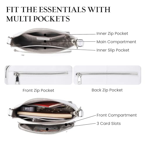 befen Anti Theft Genuine Leather Crossbody Bags for Women Handbags and Shoulder Basg with Built in Wallet RFID Leather Purse - color: White