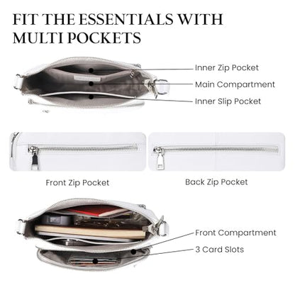 befen Anti Theft Genuine Leather Crossbody Bags for Women Handbags and Shoulder Basg with Built in Wallet RFID Leather Purse - color: White