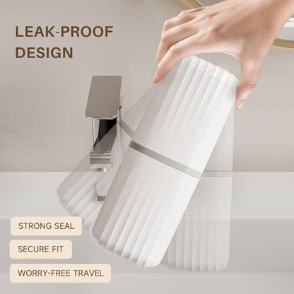 Topavatop Toothbrush Travel Case, 2 in 1 Toothbrush Holder and Rinse Cup, Large Capacity Toothbrush Cup with Cover, Portable Travel Toothbrush Holder for Traveling, Camping, Trip - 1Pcs - White - color: White