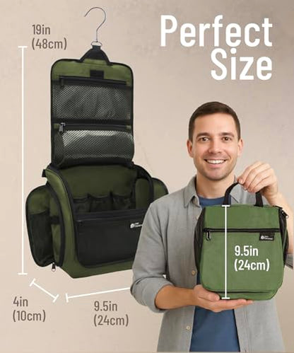 D&D Wanderlust D&D Hanging Travel Toiletry Bag for Men and Women – Cosmetics, Makeup and Toiletries Organizer Kit with 10 Compartments - color: Green