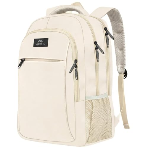 MATEIN Laptop Backpack 15.6 Inch, Anti Theft Business Travel Backpack, Water Resistant Slim Computer Work Bag for Women Teacher Nurse Office Worker - color: Beige, size: 15.6 Inch