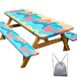 Picnic Table Cover with Bench Covers 6FT 3 Pcs Waterproof Windproof Aesthetic Camping Tablecloth with Drawstring Bag, Fitted for 6 Foot Rectangle Tables and Seats, 72 inch, Blue Orange - color: Blue Orange