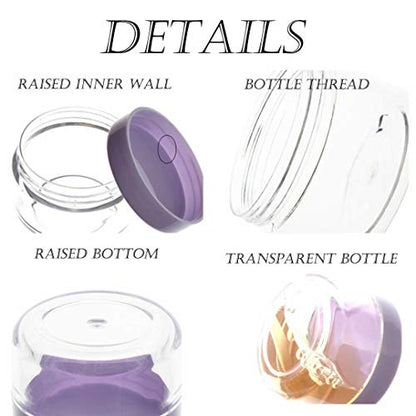 5 Gram Sample Containers with Lids, Mini Makeup Containers, Empty Plastic Travel Cosmetic Containers with Labels(25 Count, Purple Lid) - color: Purple