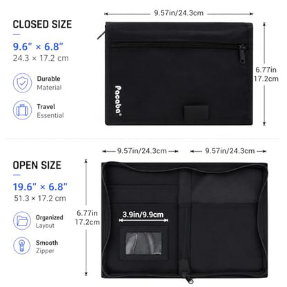 Car Registration and Insurance Card Holder, Glove Box Organizer Vehicle Document Wallet with Clear Compartments, Auto Document holder for Driver License, Car Insurance Vehicle Registration (Black)