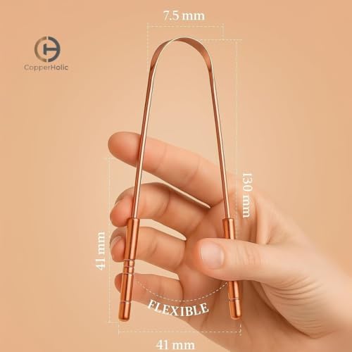 Tongue Scraper Set(2 Pack)–Pure Copper Cleaner Kit with Bamboo Toothbrush with Charcoal Bristles &Travel Case–Daily Oral Hygiene Tool for Men&Women,Reduce Bad Breath,Tongue Scrubber - color: Copper