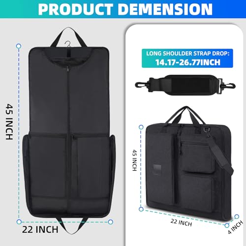 Garment Bag 45", Suit Bag with Shoulder Strap, Waterproo, Black - color: 45" BLACK