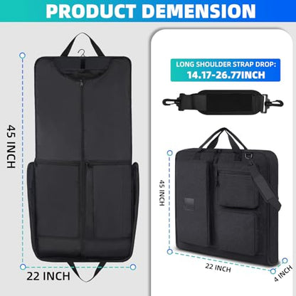 Garment Bag 45", Suit Bag with Shoulder Strap, Waterproo, Black - color: 45" BLACK