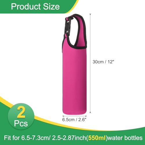 uxcell 2pcs Neoprene Carrier Water Bottle Sleeve, 15.5-20oz Insulated Water Glass Bottle Carrier Bag Collapsible Drink Bottle Sleeve Cover Holder with Handle, Rose Red - color: Rose Red
